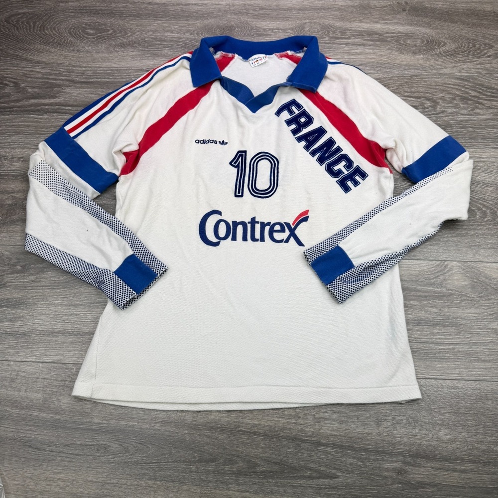 Vintage Adidas France Soccer Jersey Men Medium Contrex Ventex Made In France 90s